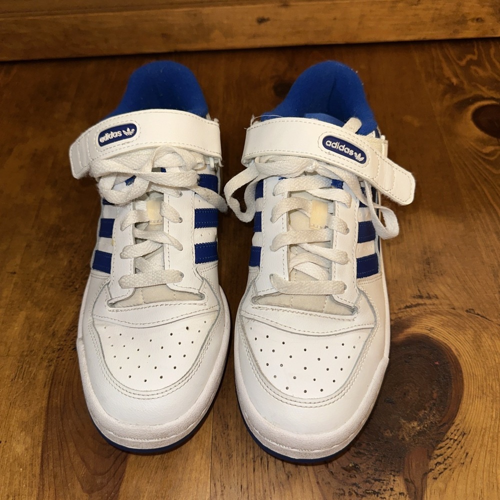 adidas Forum Low J Kids' Sneakers White/Royal Blue, Size 5.5Y, FY7974